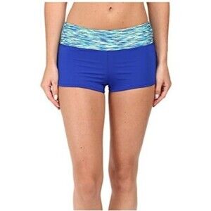 TYR Durafast Women's Blue Active Della Boy Shorts Swim Bottom sz M 8 New